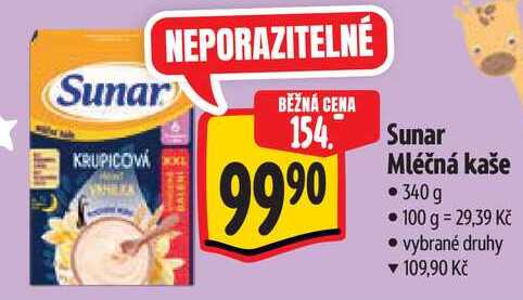 Sunar Mléčná kaše, 340g Albert