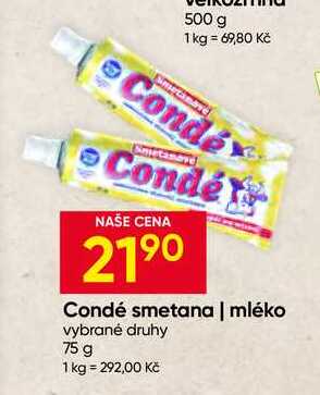 Condé smetana, mléko vybrané druhy 75 g
