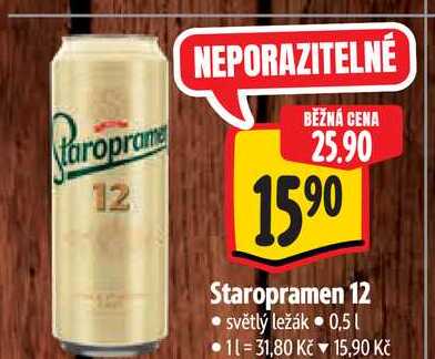 Staropramen 12 světlý ležák 0,5 l