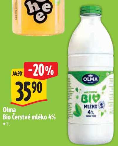 Olma Bio Čerstvé mléko 4%, 1 l