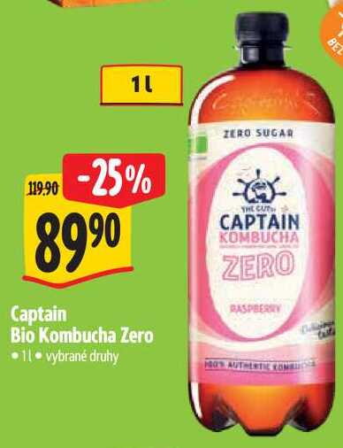 Captain Bio Kombucha Zero, 1 l