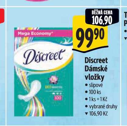 Discreet Dámské vložky slipové 100 ks Albert