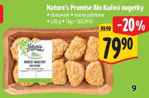 Nature's Promise Bio Kuřecí nugetky, 220 g  