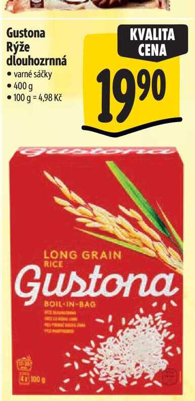 Gustona Rýže dlouhozrnná varné sáčky 400 g 