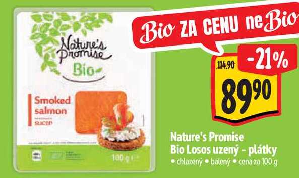 Nature's Promise Bio Losos uzený - plátky, cena za 100 g