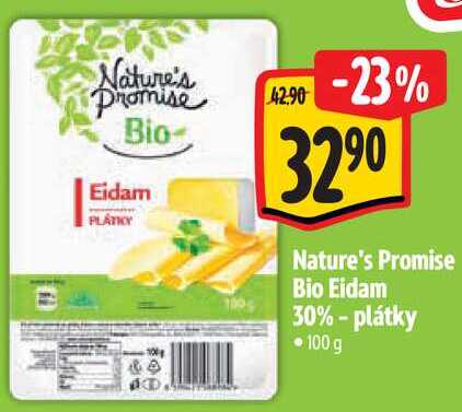 Nature's Promise Bio Eidam 30% -plátky ,100 g