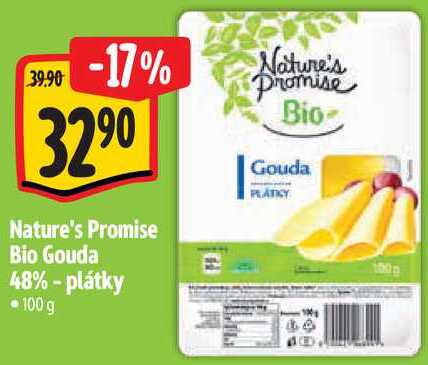 Nature's Promise Bio Gouda 48% - plátky, 100 g