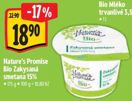 Nature's Promise Bio Zakysaná smetana 15%, 175 g