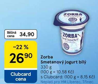 Zorba Smetanový jogurt bílý, 330 g 