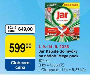 Jar Kapsle do myčky na nádobí Mega pack, 102 ks Tesco