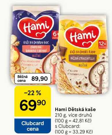 Hami Dětská kaše, 210 g Tesco