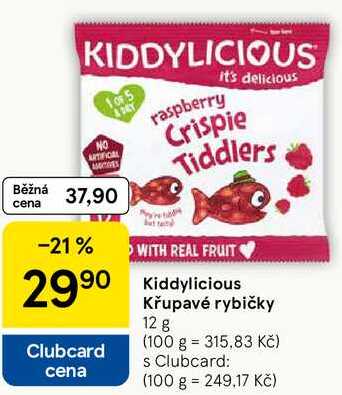 KIDDYLICIOUS Křupavé rybičky, 12 g Tesco