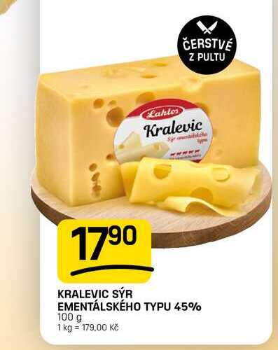 KRALEVIC SÝR EMENTÁLSKÉHO TYPU 45% 100 g 