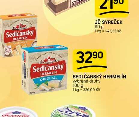 SEDLČANSKÝ HERMELÍN vybrané druhy 100 g 