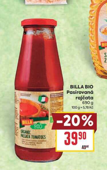 BILLA BIO Pasírovaná rajčata 690 g