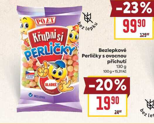 Bezlepkové Perličky s ovocnou příchutí 130 g