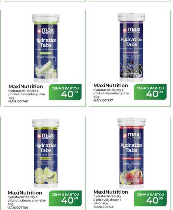 MaxiNutrition hydratační tablety sprichuti jahody a citronády 