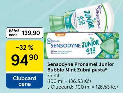 Sensodyne Pronamel Junior Bubble Mint Zubní pasta, 75 ml Tesco