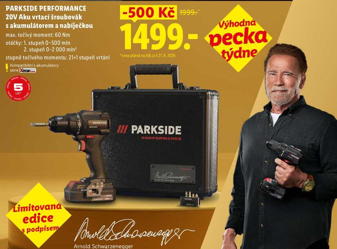 PARKSIDE PERFORMANCE 20V Aku vrtací šroubovák sakumulátorem a nabíječkou