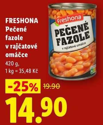 FRESHONA Pečené fazole v rajčatové omáčce, 420 g