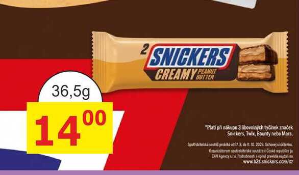 SNICKERS CREAMY PEANUT BUTTER 36,5g