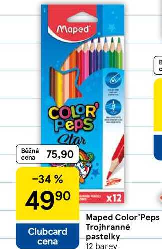 Maped Color'Peps Trojhranné pastelky, 12 barey