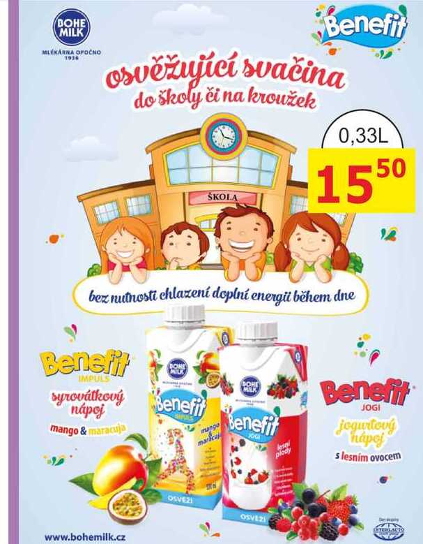 BOHE MILK Benefit osvěžující svačina do školy či na kroužek 0,33L