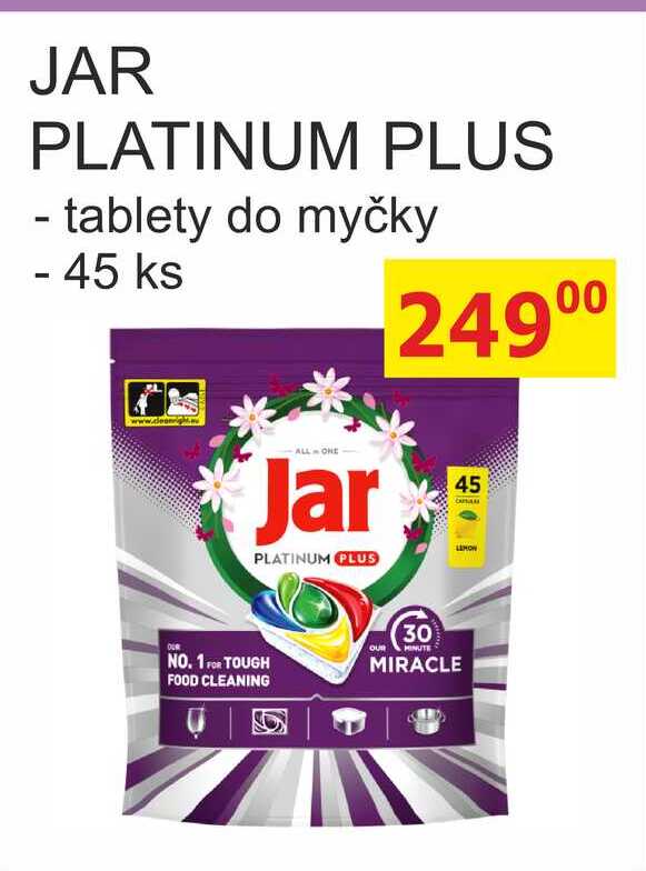JAR PLATINUM PLUS - tablety do myčky 45 ks BENE NÁPOJE