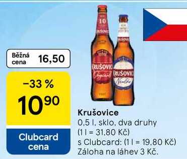 Krušovice, 0,5 l, sklo, dva druhy