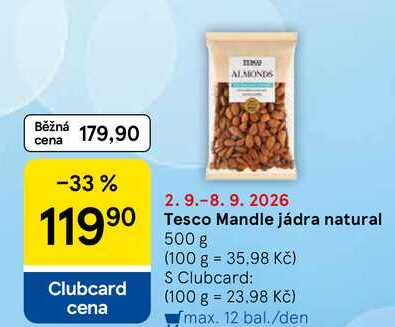 Tesco Mandle jádra natural, 500 g