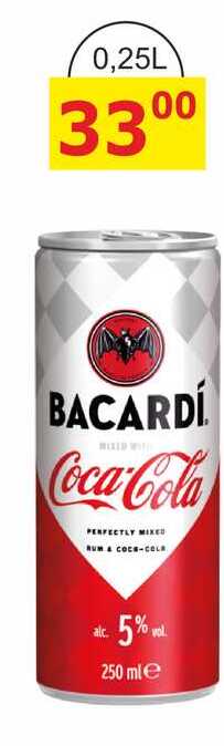 BACARDI MIXED RUM & COCA-COLA alc. 5% vol. 250 ml