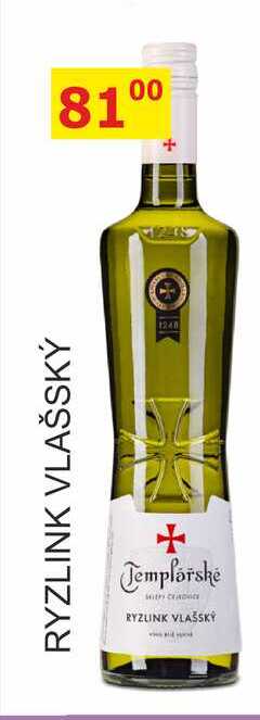 Templářské sklepy 0,75L RYZLINK VLAŠSKÝ