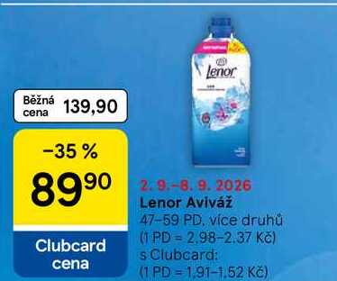 Lenor Aviváž, 47-59 PD, více druhů Tesco
