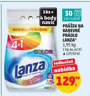 LANZA prášek na barevné prádlo, 1,95 kg Penny Market