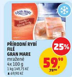 PŘÍRODNÍ RYBÍ FILÉ GRAN MARE mražené, 4x 100 g