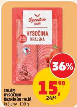 SALÁM VYSOČINA ŘEZNÍKŮV TALÍŘ krájený, 100 g 