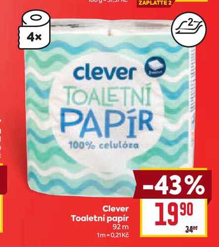 Clever Toaletní papír 92 m BILLA