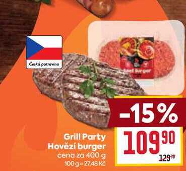 Grill Party Hovězí burger cena za 400 g