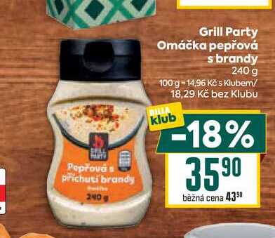 Grill Party Omáčka pepřová s brandy 240 g