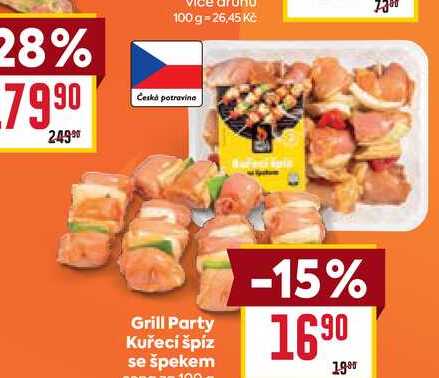 Grill Party Kuřecí špíz se špekem 100g