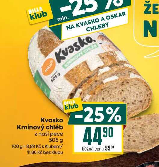 Kvasko Kmínový chléb z naší pece 505 g