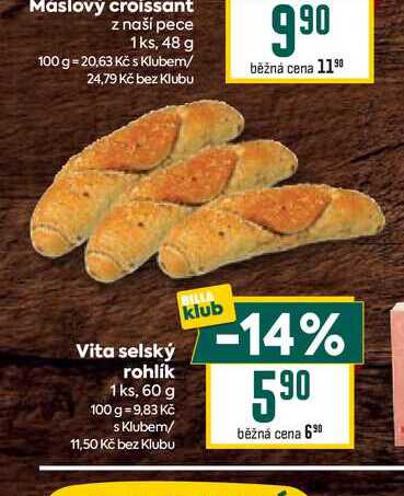 Vita selský rohlík 1 ks, 60 g