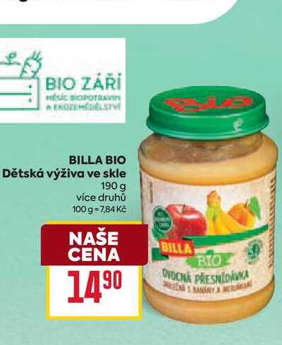BILLA BIO Dětská výživa ve skle 190 g BILLA