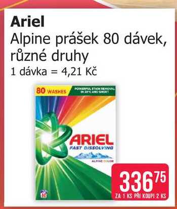 Ariel Alpine prášek 80 dávek, různé druhy