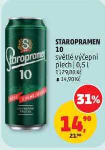 STAROPRAMEN 10 světlé výčepní plech, 0,5 l