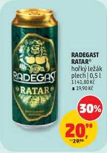 RADEGAST RATAR hořký ležák plech, 0,5 l