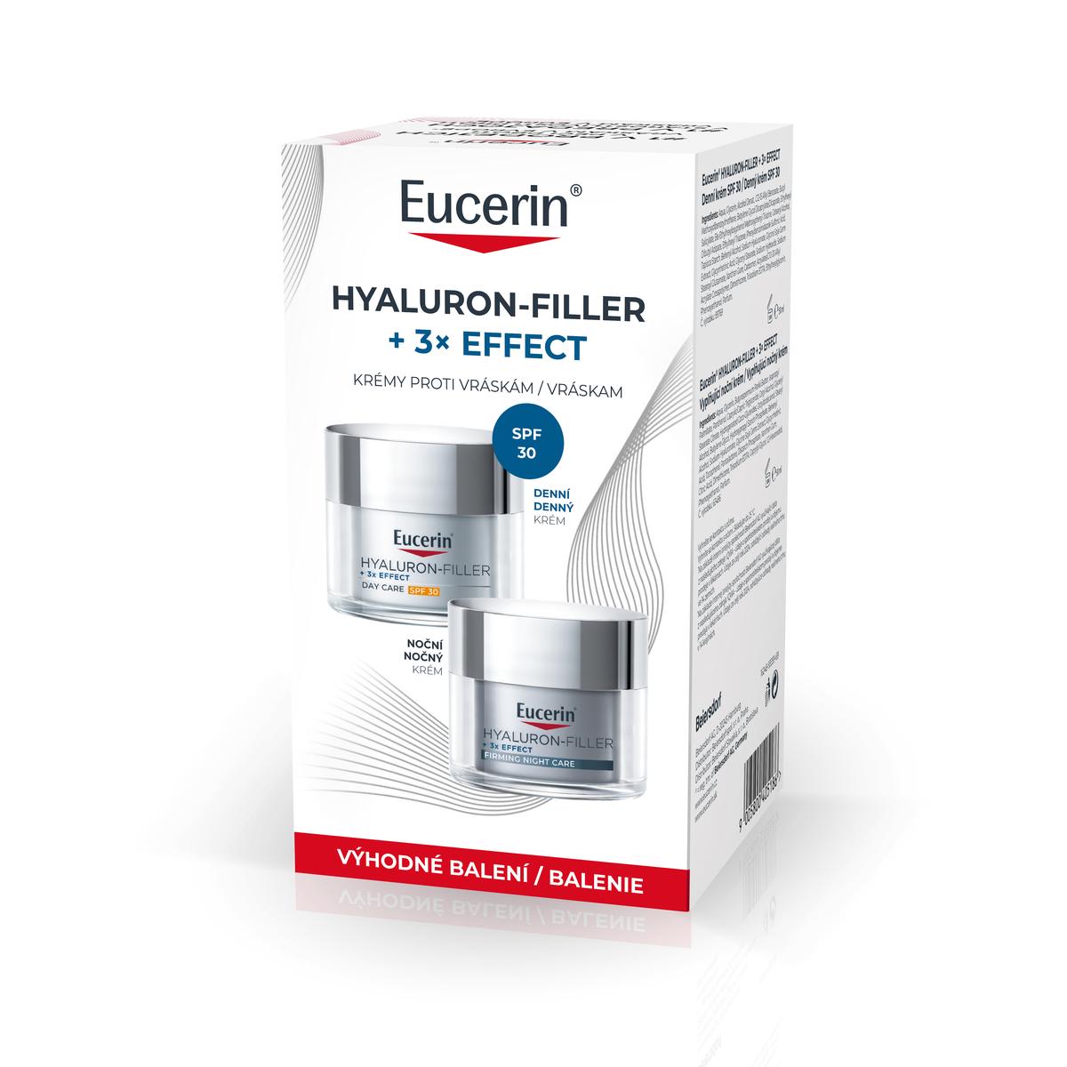 Eucerin Hyaluron-Filler+3x Effect denní krém SPF30 + noční krém 2x50ml PROMO 2026 Lékárna LEMON