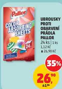 UBROUSKY PROTI OBARVENÍ PRÁDLA PALLOR, 24 ks Penny Market