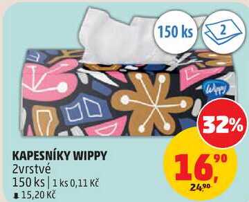 KAPESNÍKY WIPPY, 2vrstvé, 150 ks Penny Market