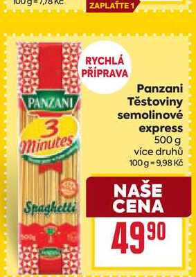Panzani Těstoviny semolinové express 500 g 